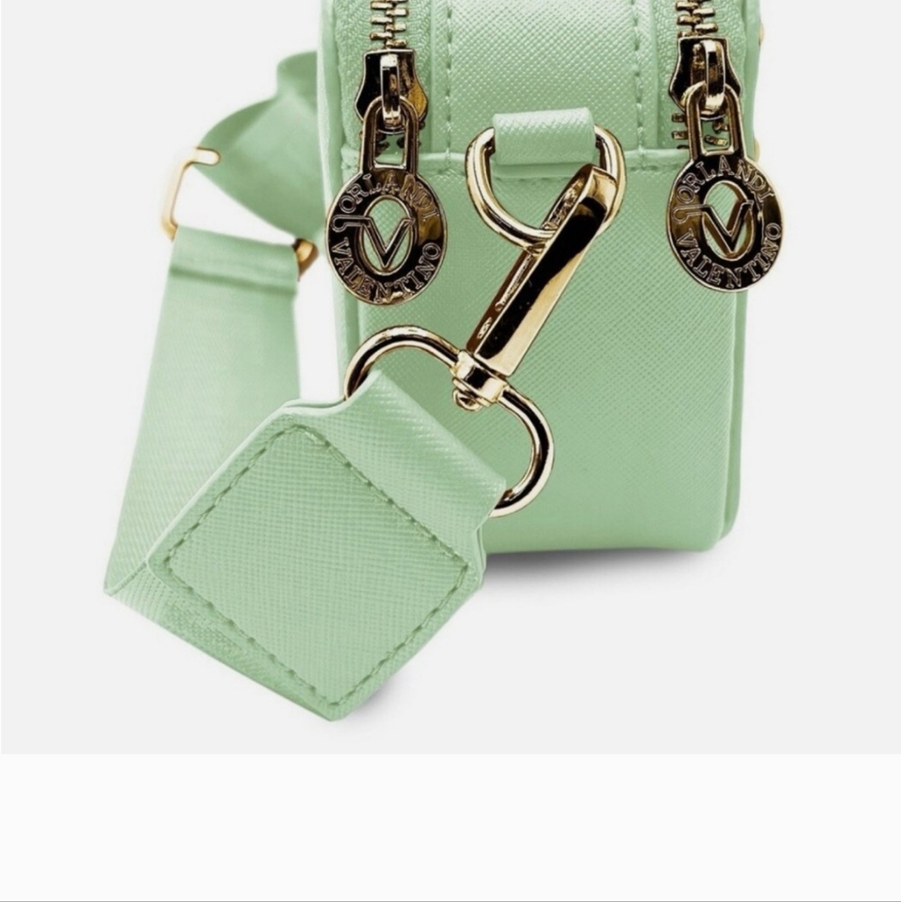 Valentino Orlandi NWT MINT Green Double Zip Bag $159 RETAIL - Picture 4 of 9